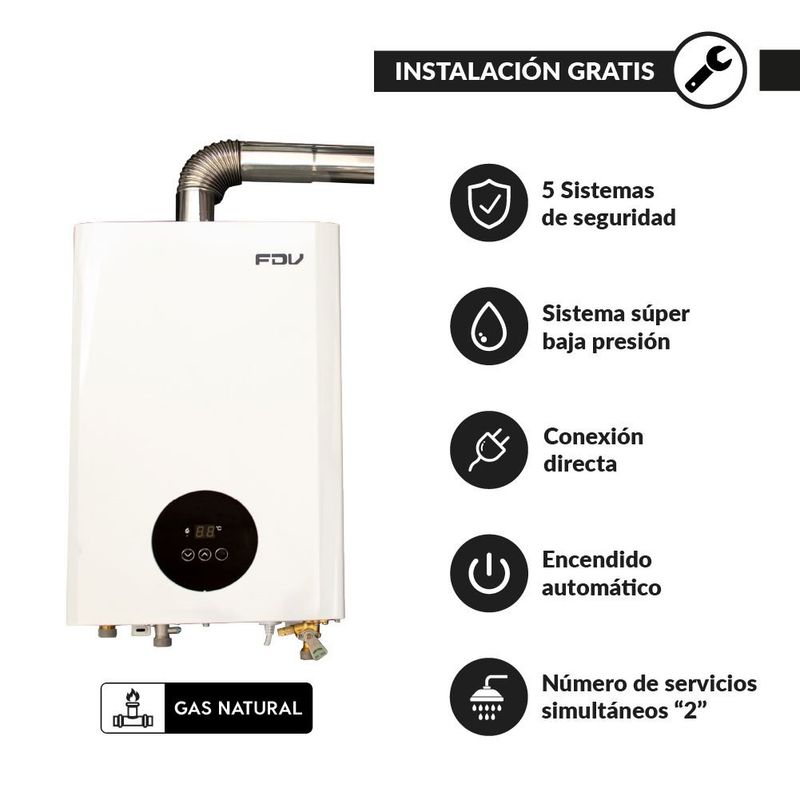 FDV - Terma de Paso Continuo a Gas Natural 10 L Tiro Forzado FDV