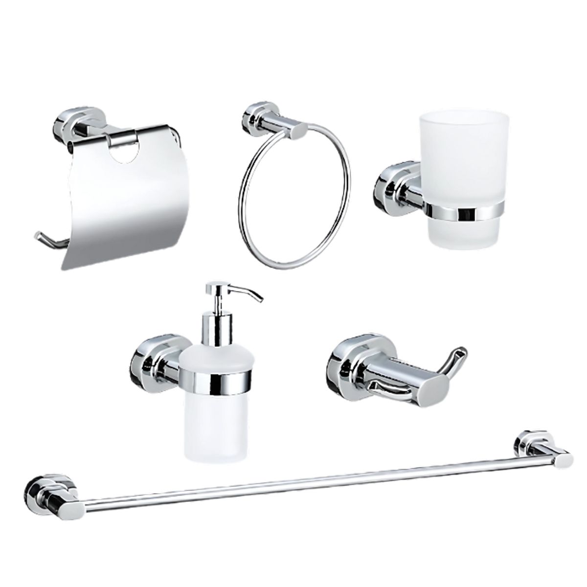 XM - SETS DE BAÑO 6 PIEZAS OVALADO CROMADO 10900