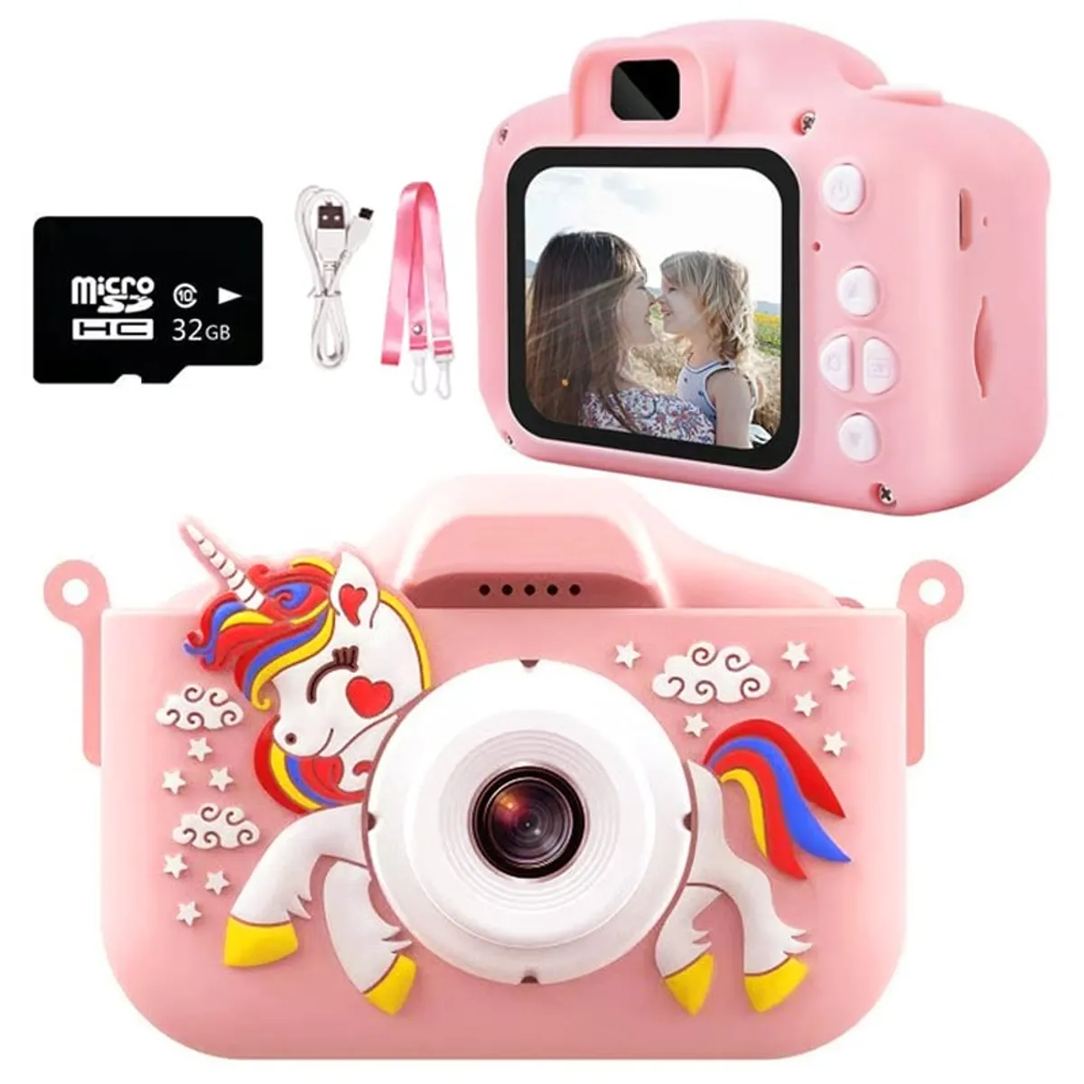 TOUMI - Toumi Cámara Unicornio Digital HD de 48 mp1080p MP3 TF-Rosa