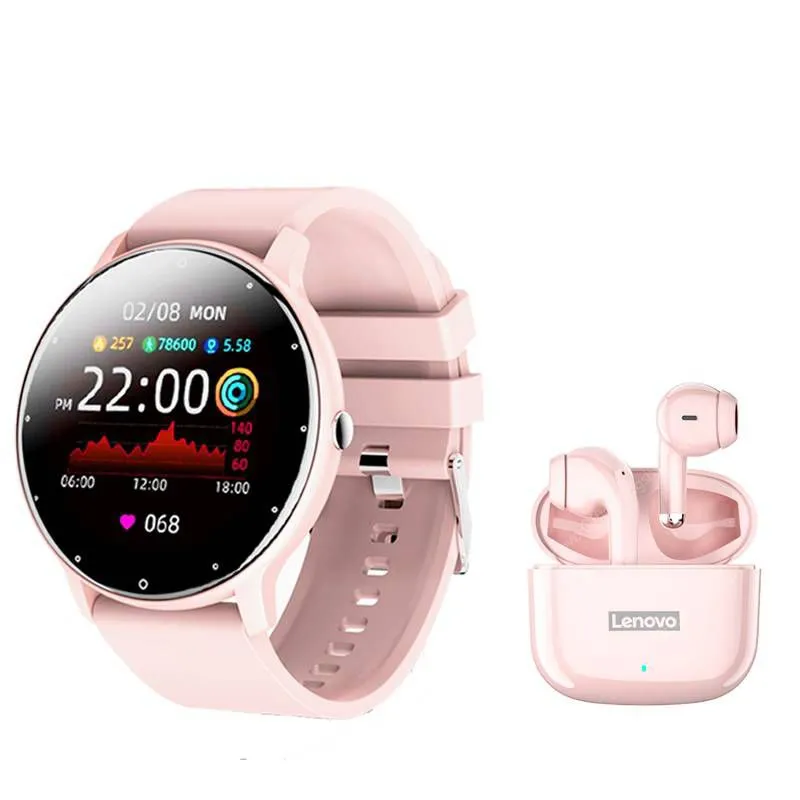 LENOVO - Audífonos Lenovo LP40 Pro Tws y Toumi Fit 2 Reloj-Rosa