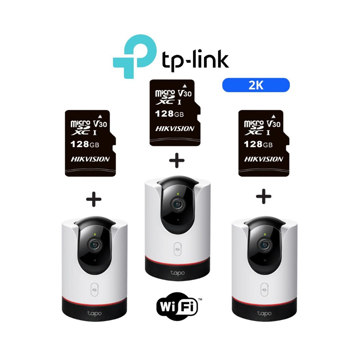 TP LINK - Pack de 3 und de càmaras de seguridad Tapo-C225 con resoluciòn 2k+SD128GB TpLink