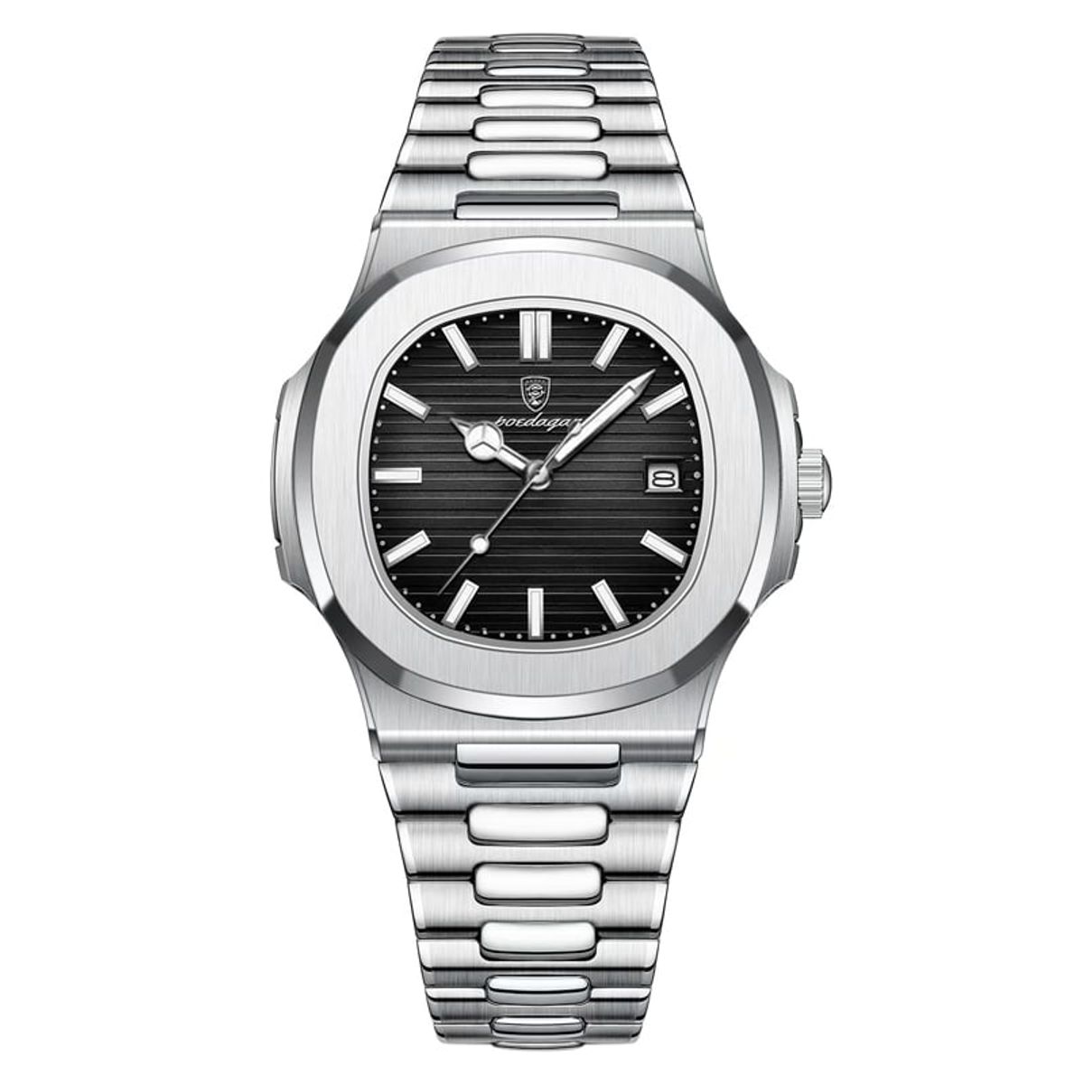 OVOTOUMI - Toumi CK reloj mecánico de gran dial impermeable -plata