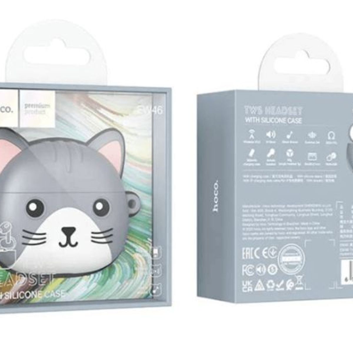 HOCO - Audifonos Inalámbricos Hoco Ew46 Con Funda Gato - gris