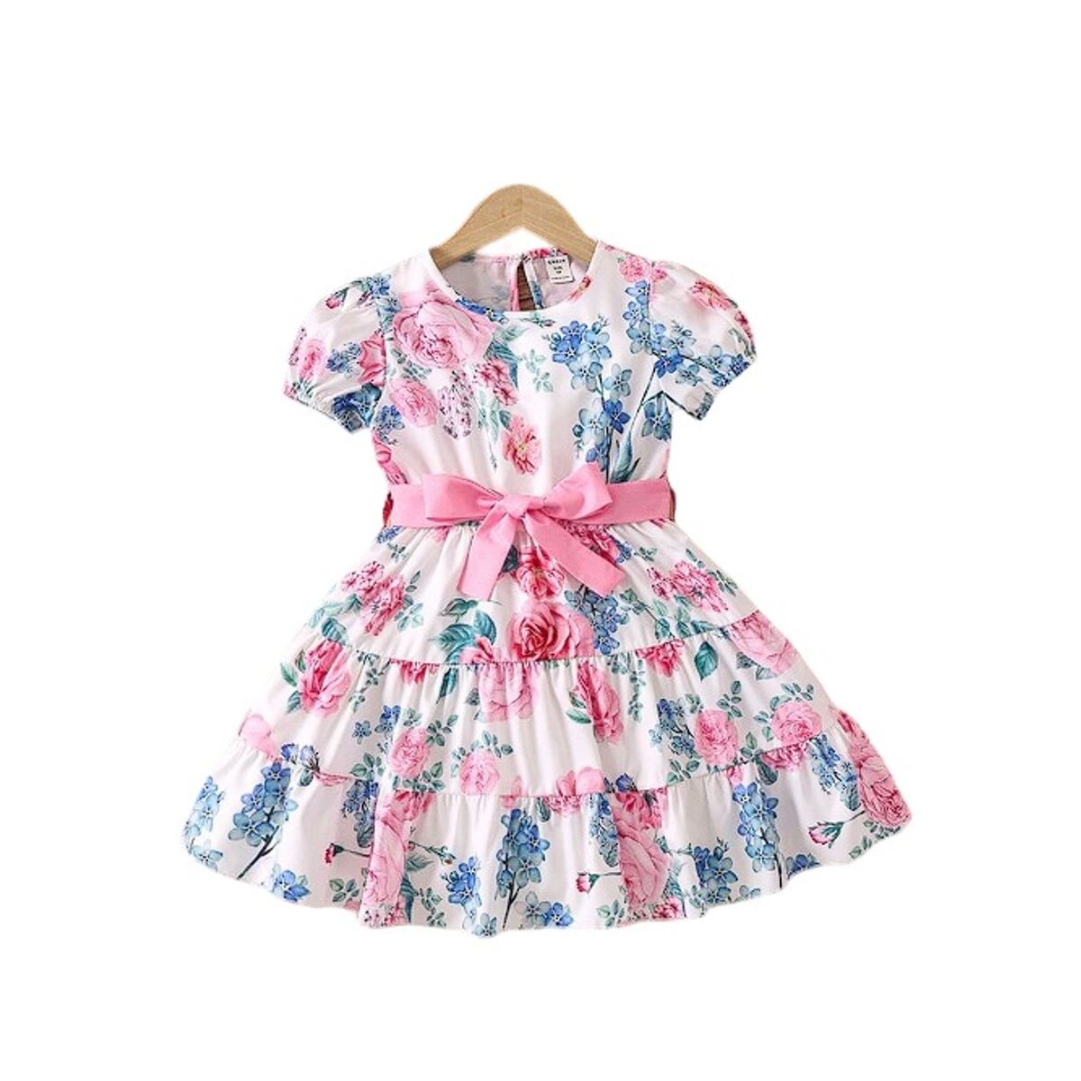 GENERICO - Vestido Flores Rosadas con cinturon