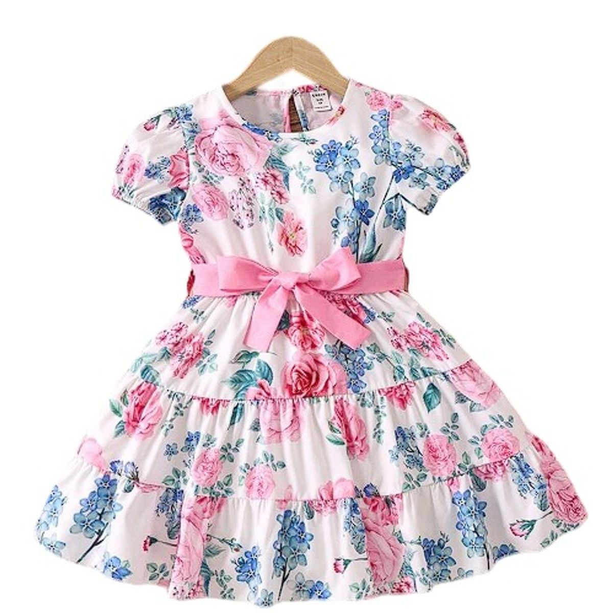 GENERICO - Vestido Flores Rosadas con cinturon