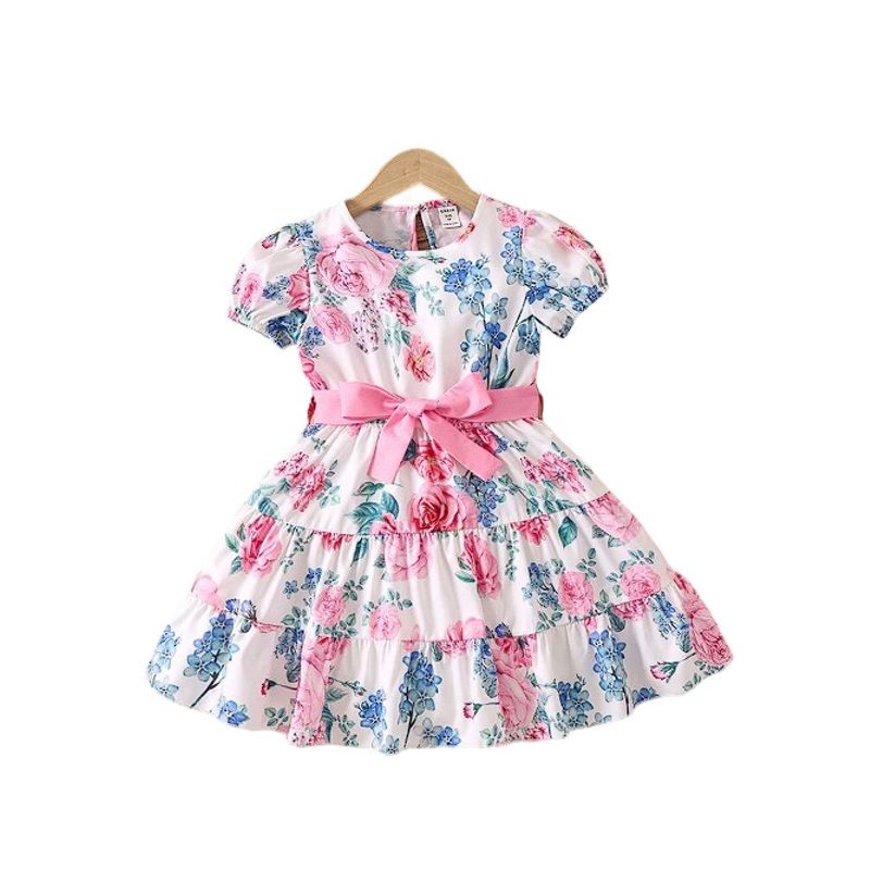 GENERICO - Vestido Flores Rosadas con cinturon