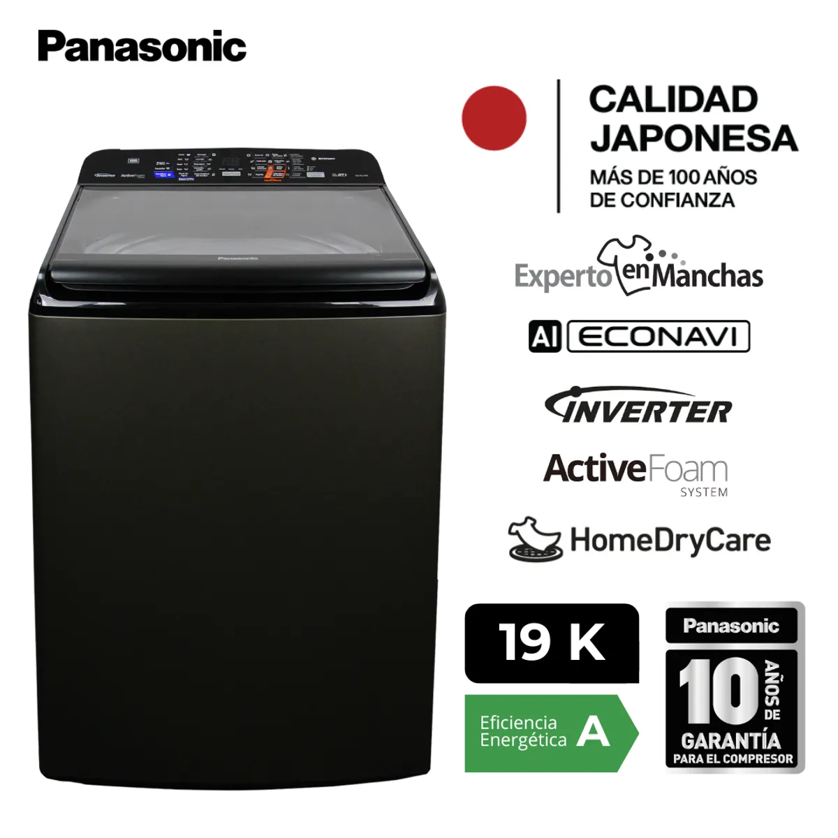 PANASONIC - Lavadora Panasonic 19kg NA-FS19P8TRH