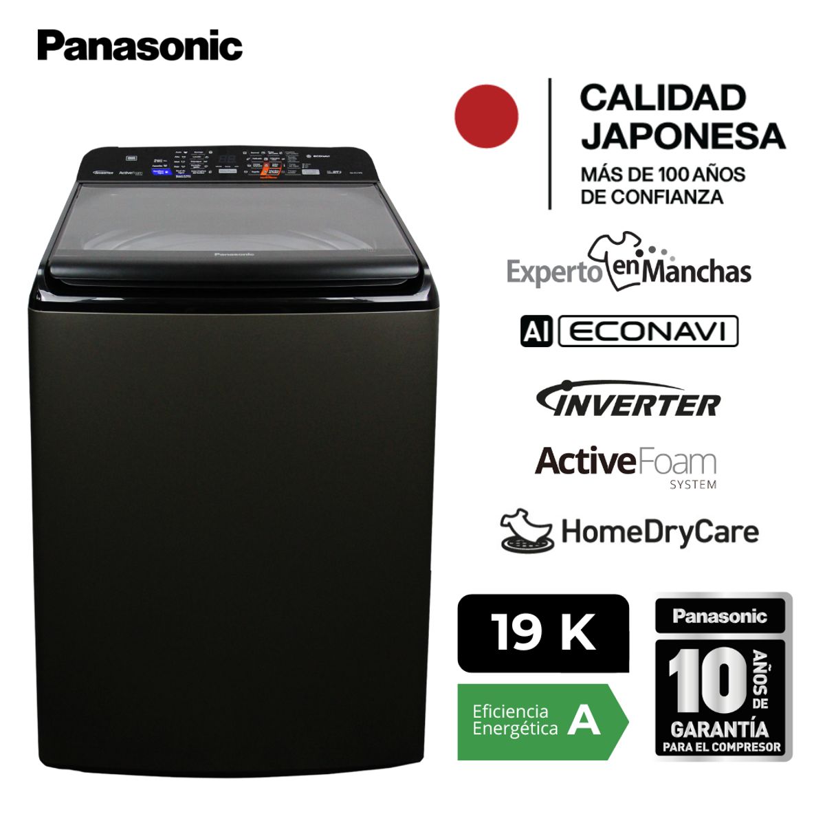 PANASONIC - Lavadora Panasonic 19kg NA-FS19P8TRH
