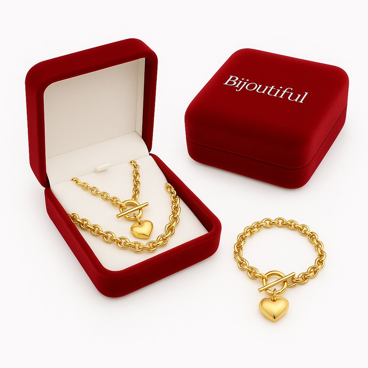 GENERICO - Collar y Pulsera Corazón Mujer