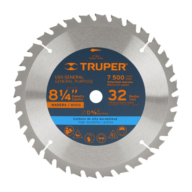 TRUPER - Disco para sierra circular 8 ¼"  32 dientes Truper