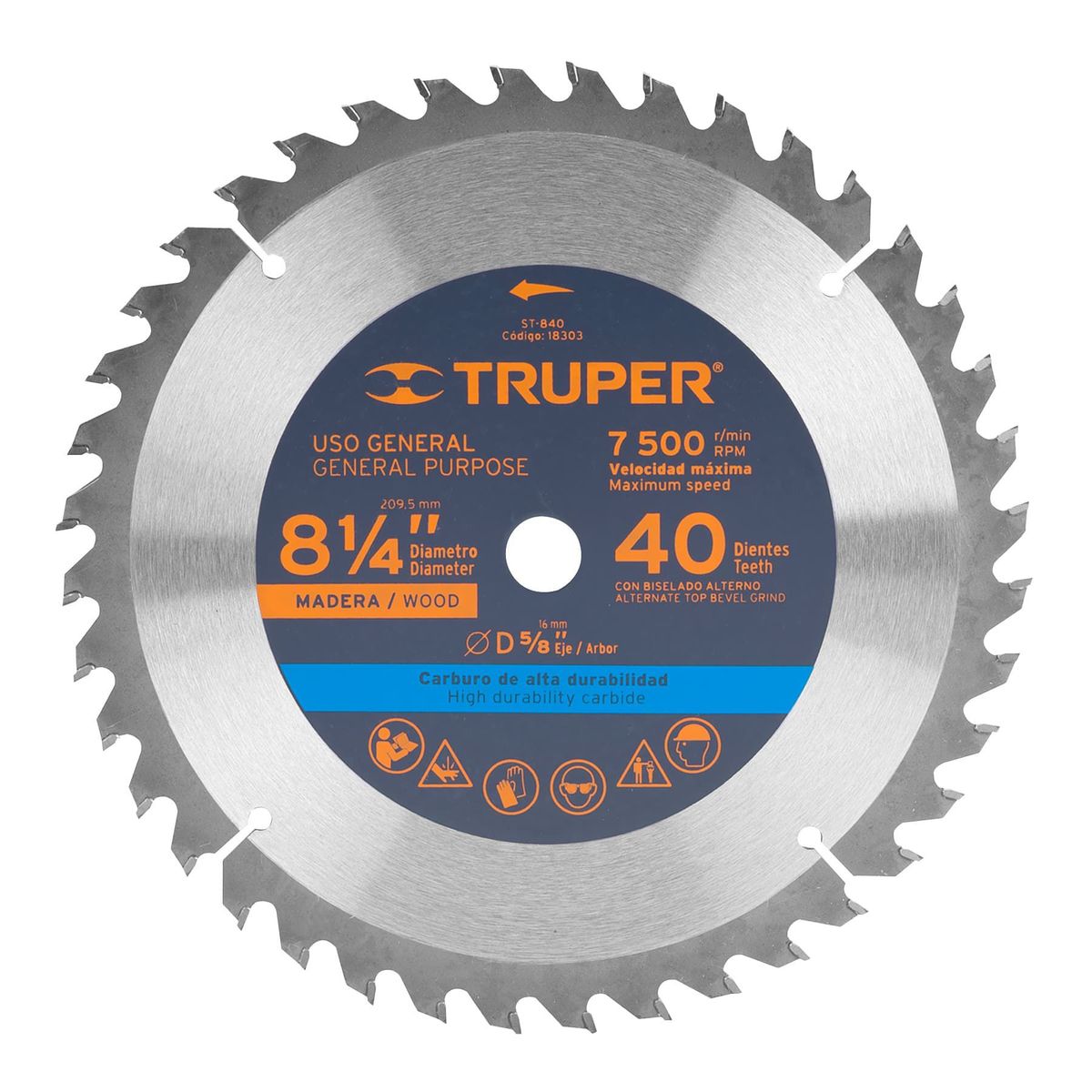 TRUPER - Disco para sierra circular 8 ¼"  40 dientes Truper
