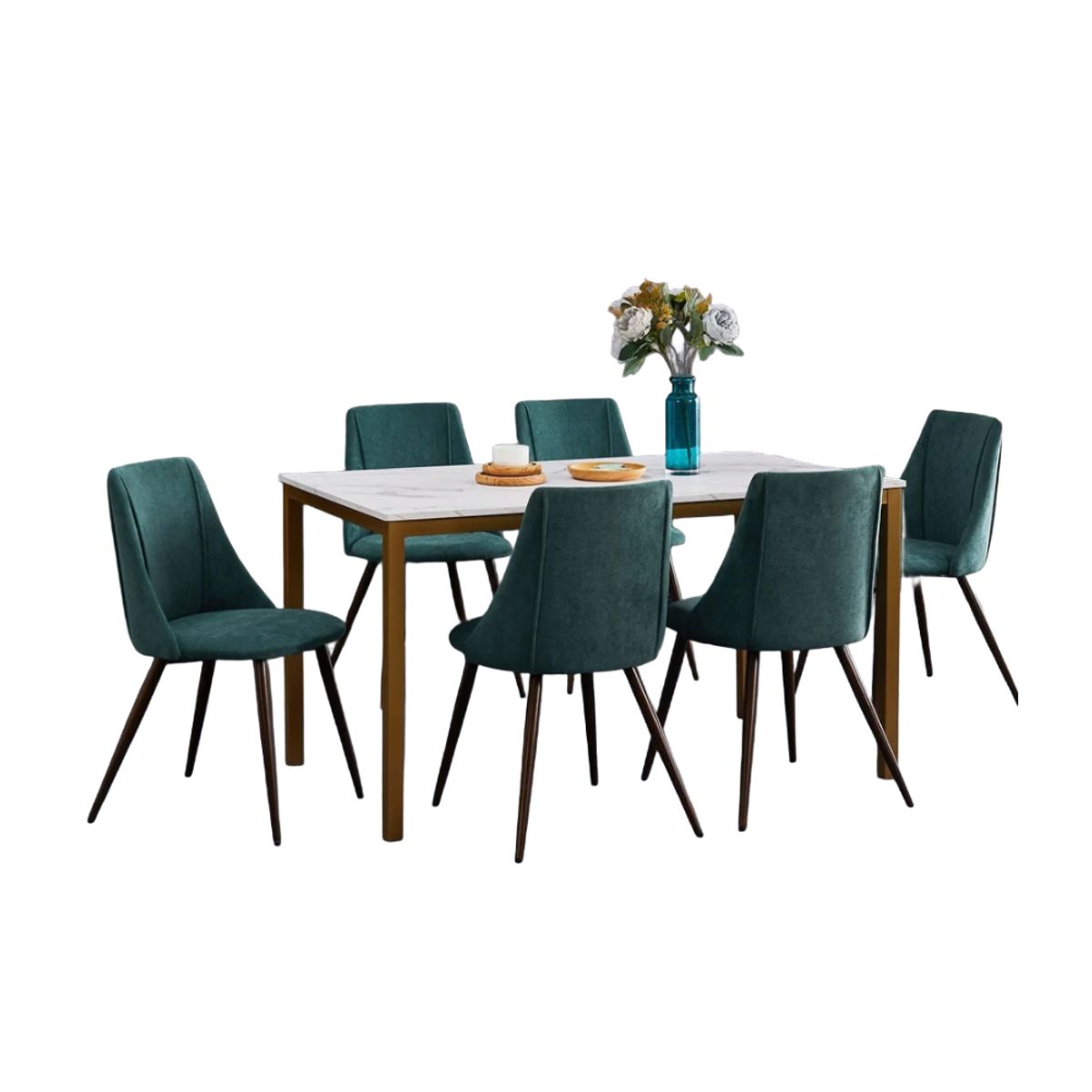 CENTRAL DECCO - COMEDOR 6 SILLAS AMBERE VERDE PALIDO