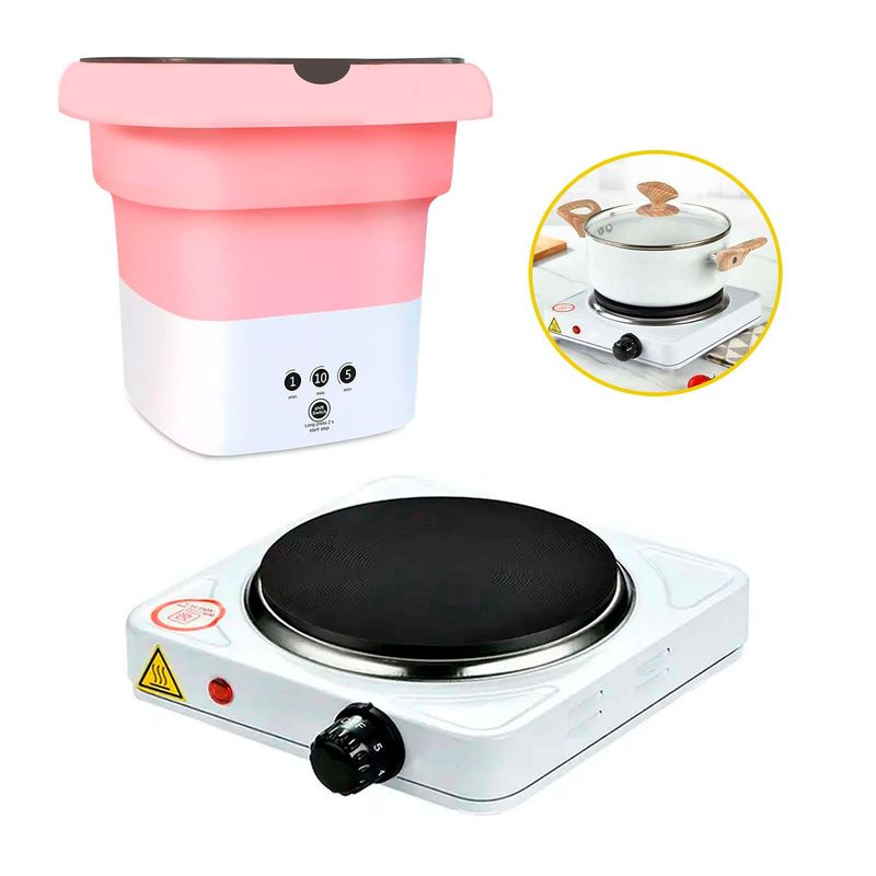 IMPORTADO MC - MINI LAVADORA PORTÁTIL Y COCINA ELÉCTRICA - COMBO