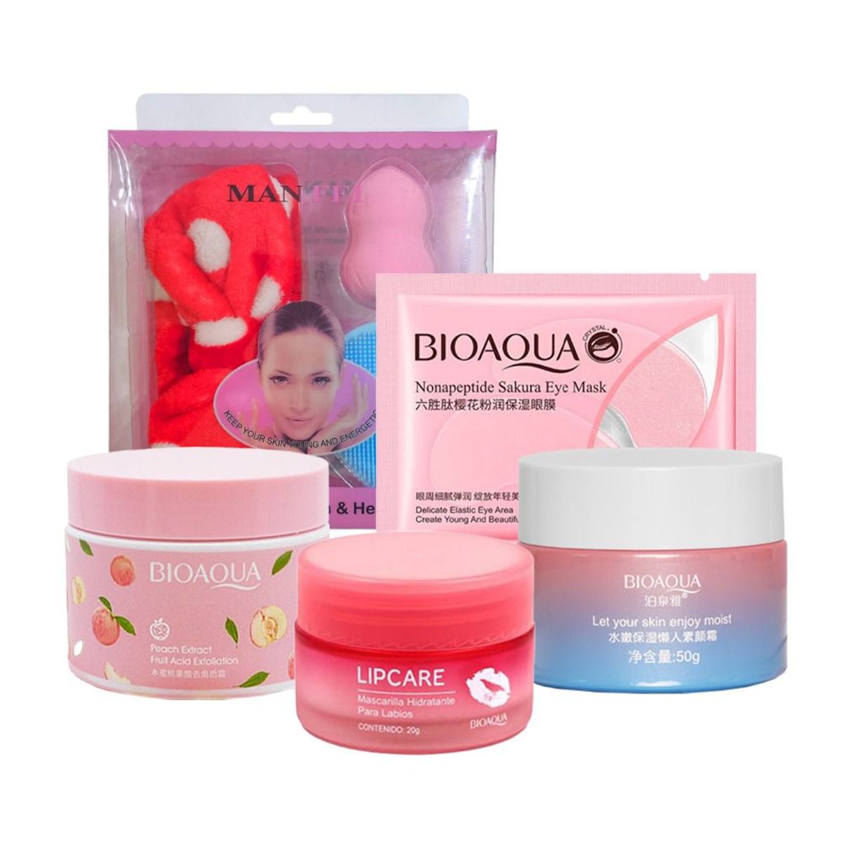BIOAQUA - Pack Cremas Exfoliantes + Kit De Limpieza + Parches para Contornos
