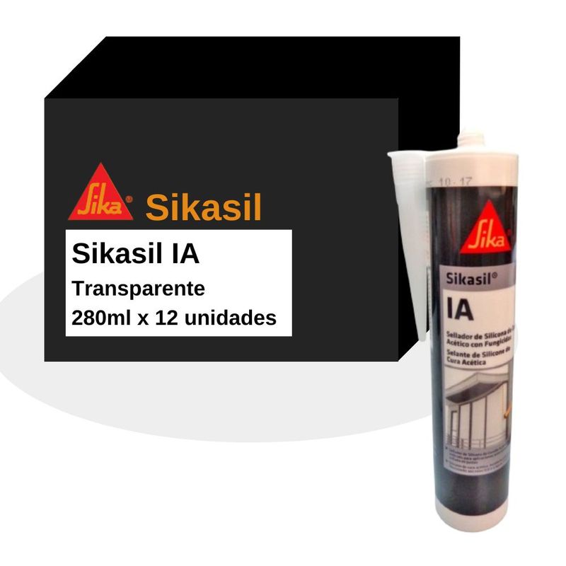 SIKA - Pack Masilla de silicona Sikasil IA transparente x 12 unid