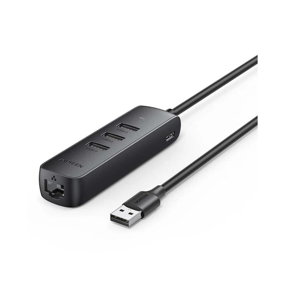 UGREEN - Adaptador Ugreen De Usb 2.0 A Red Rj45 + 3 Usb Hub 2.0 20984 Black