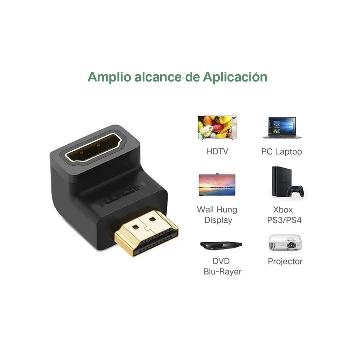 UGREEN - Adaptador Ugreen Conector Acodado Hdmi Inferior 20109 Black