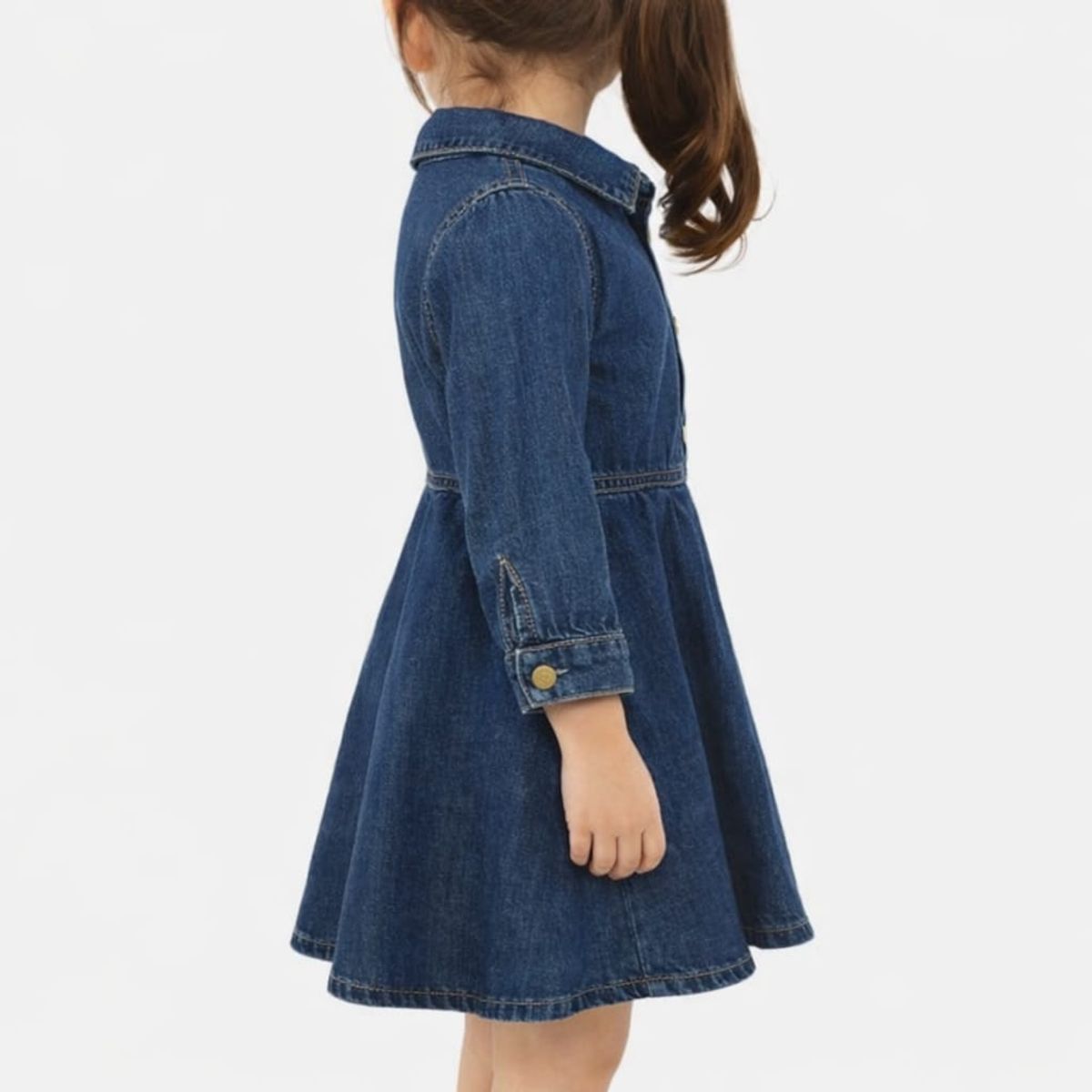 GENERICO - Vestido Jean Azul con  Manga Larga