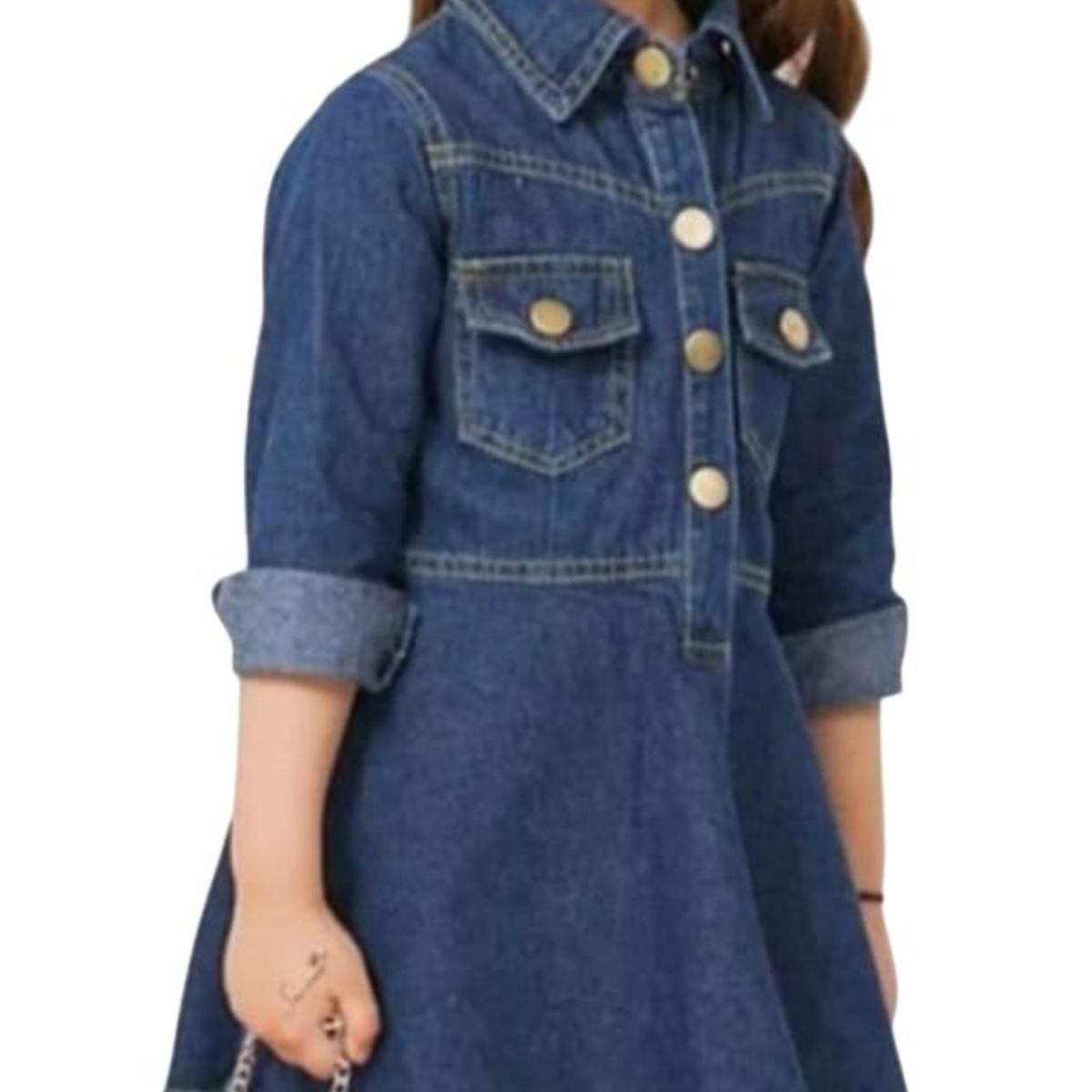 GENERICO - Vestido Jean  Niña Manga Larga Azul