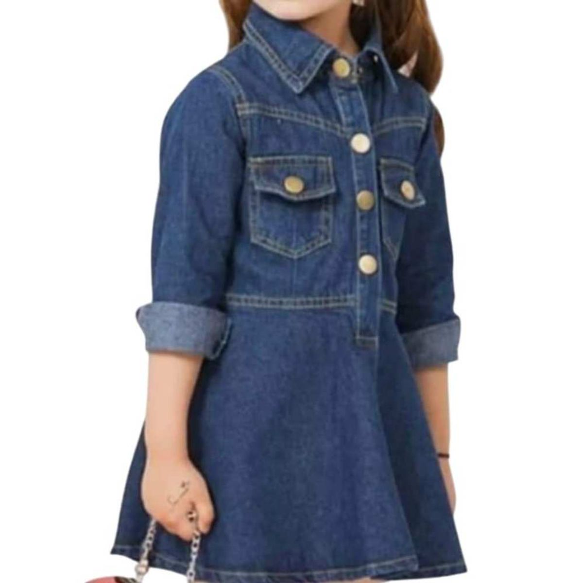 GENERICO - Vestido Jean Azul con  Manga Larga