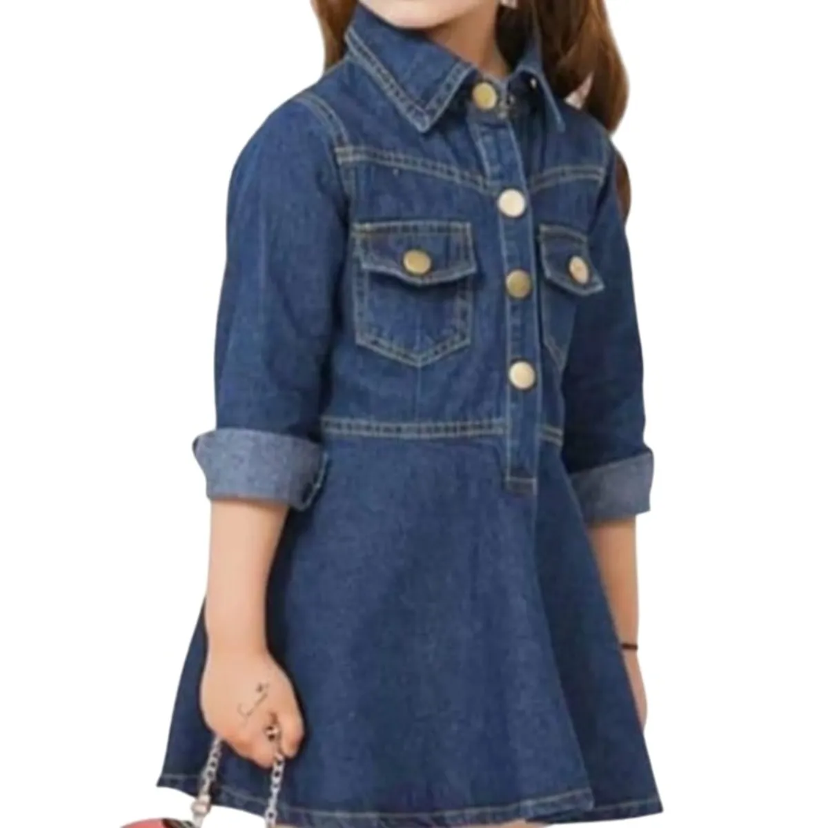 GENERICO - Vestido Jean  Niña Manga Larga Azul