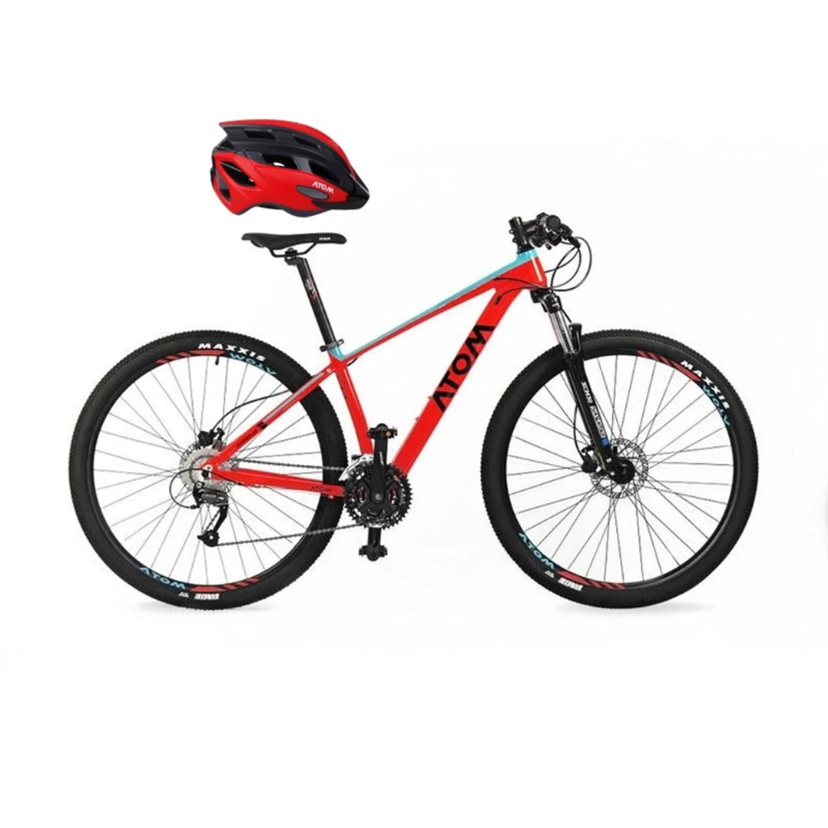 ATOM - BICICLETA ATOM BURNER ARO 29 TALLA 18 ROJO + CASCO NEGRO