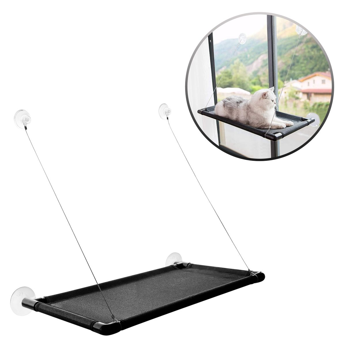 BUYPAL - Hamaca Para Gatos Juego Ventana Soporta 20 Kg Resistente.