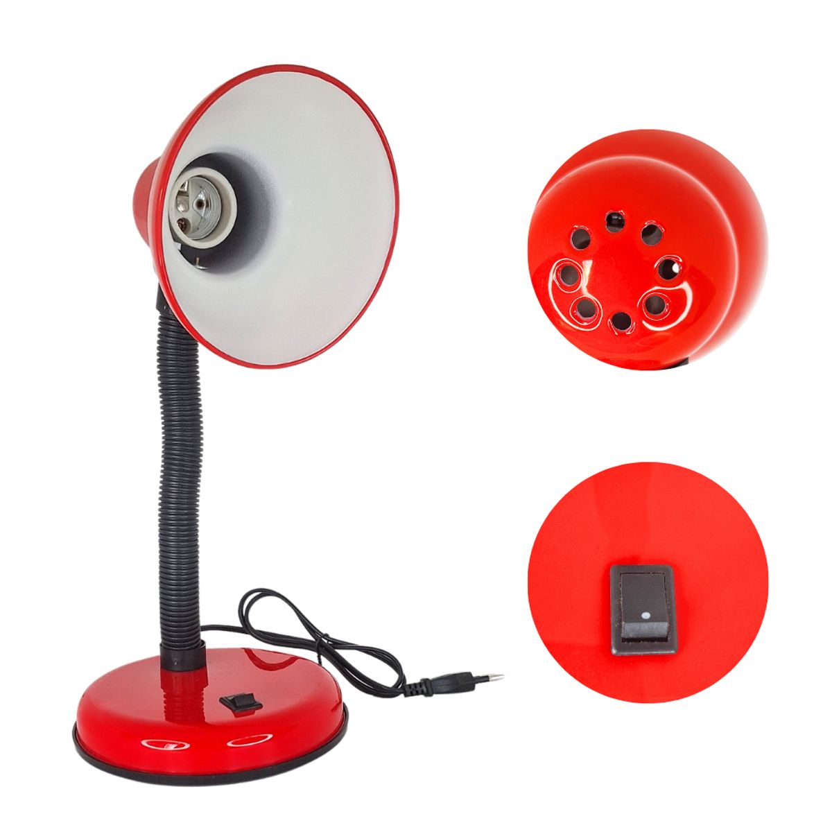 GENERICO - Lampara de Escritorio con Base - ROJO