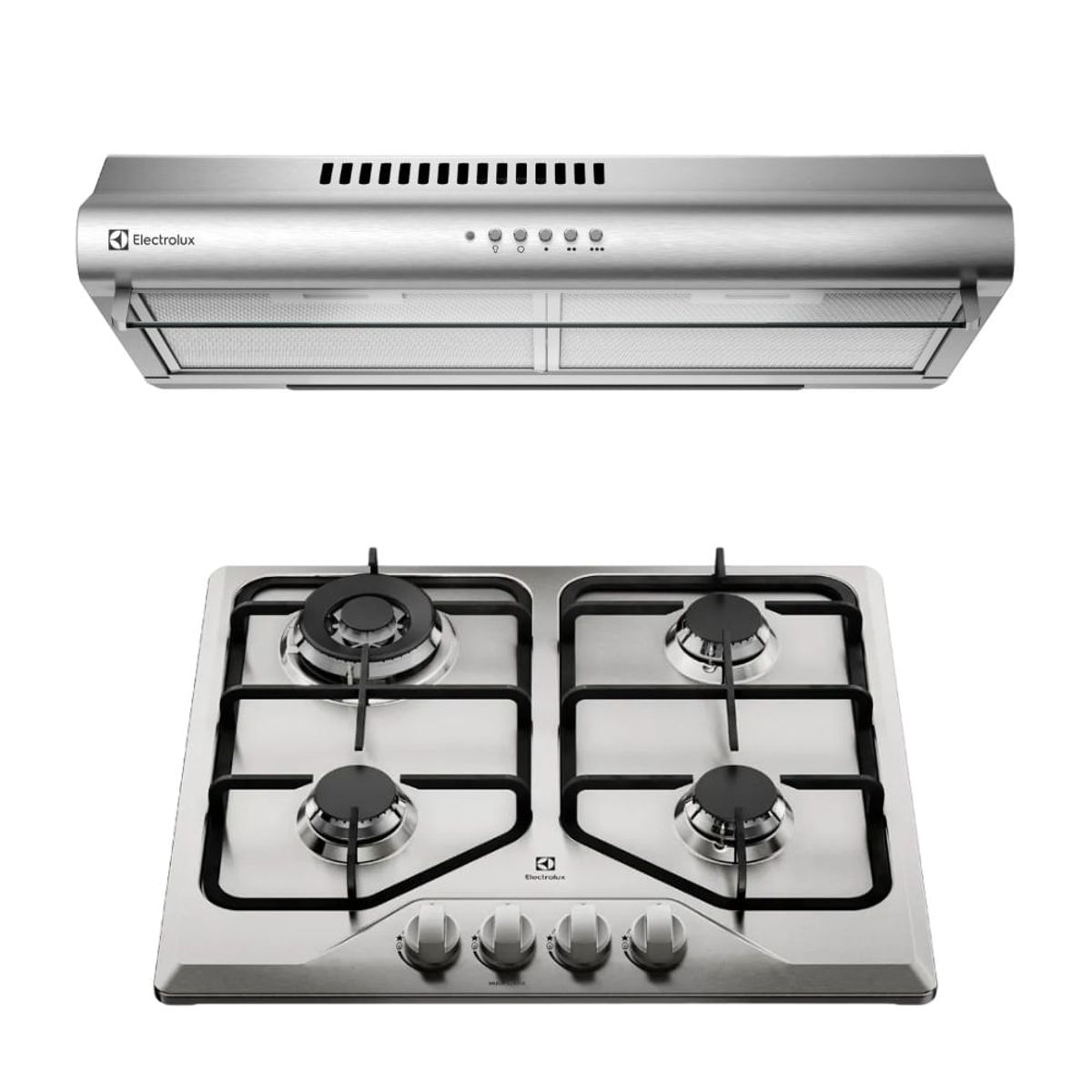 ELECTROLUX - Combo: Encimera a Gas 4 Quemadores KE4MX + Campana Extractora EJSE242TBIS Electrolux