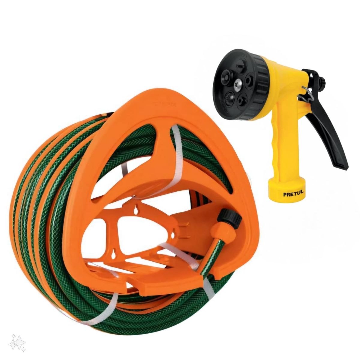 TRUPER - Manguera de Riego 10 Metros + Pistola 5 Funciones + Porta manguera