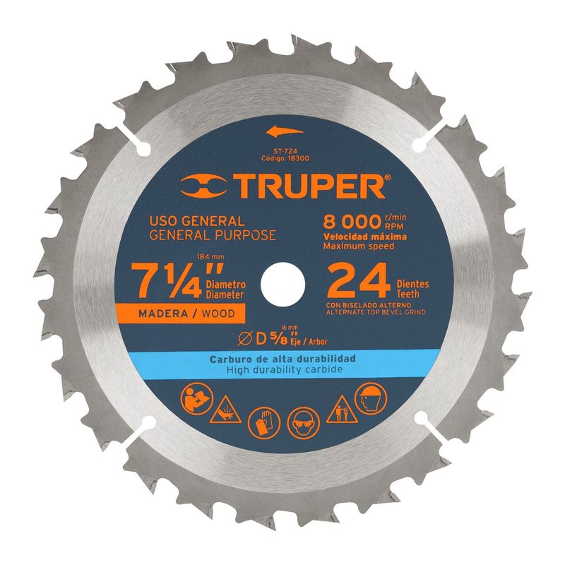TRUPER - Disco para sierra circular 7 ¼"  24 dientes Truper