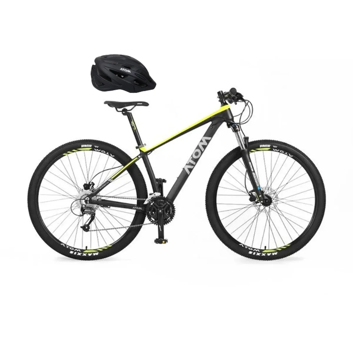 ATOM - BICICLETA ATOM BURNER ARO 29 TALLA 18 AMARILLO + CASCO NEGRO