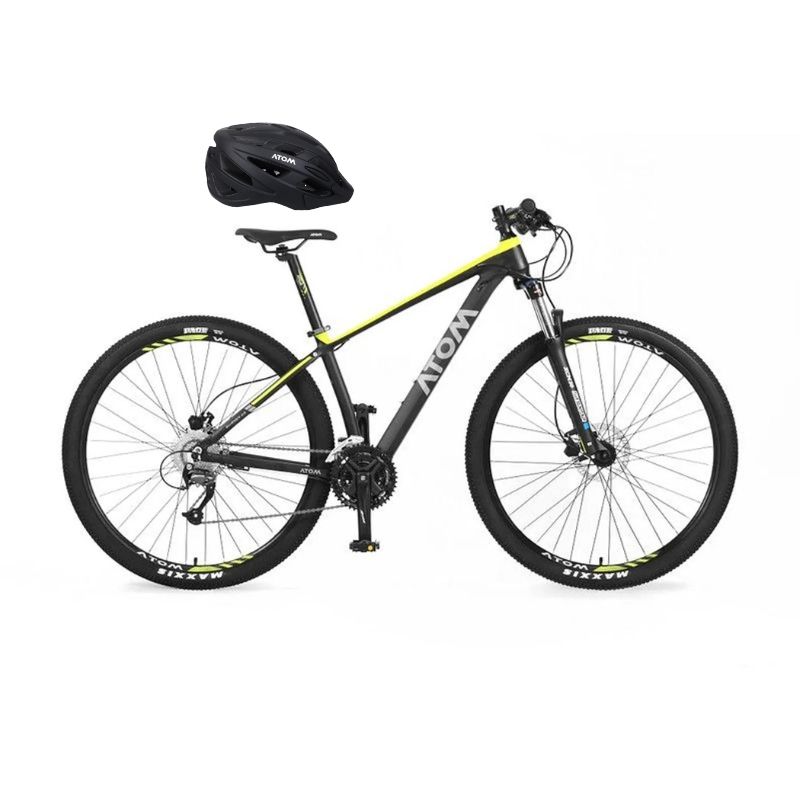 ATOM - BICICLETA ATOM BURNER ARO 29 TALLA 18 AMARILLO + CASCO NEGRO