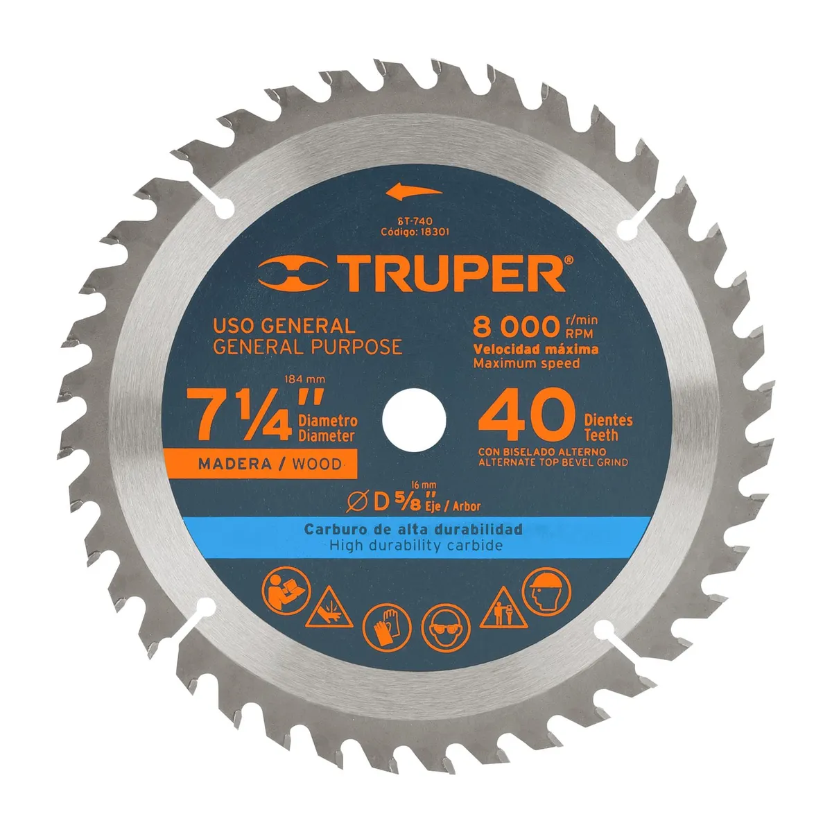 TRUPER - Disco para sierra circular 7 ¼"  40 dientes Truper