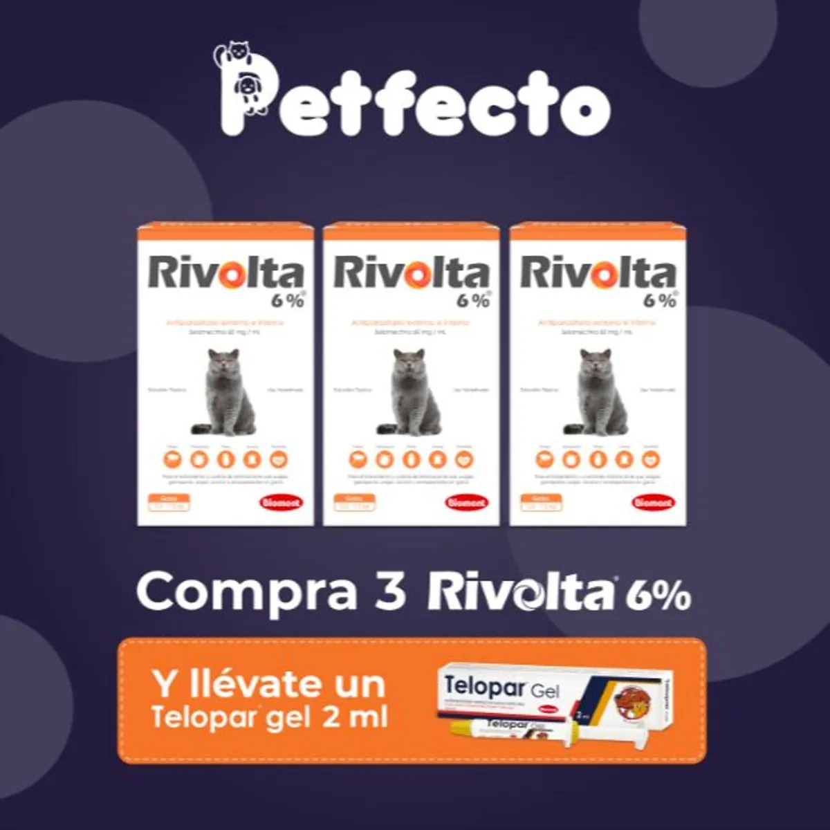 RIVOLTA - ANTIPULGAS PACK 3 UNID RIVOLTA 6% x 0.75 ml+ 1 TELOPAR 2 ml