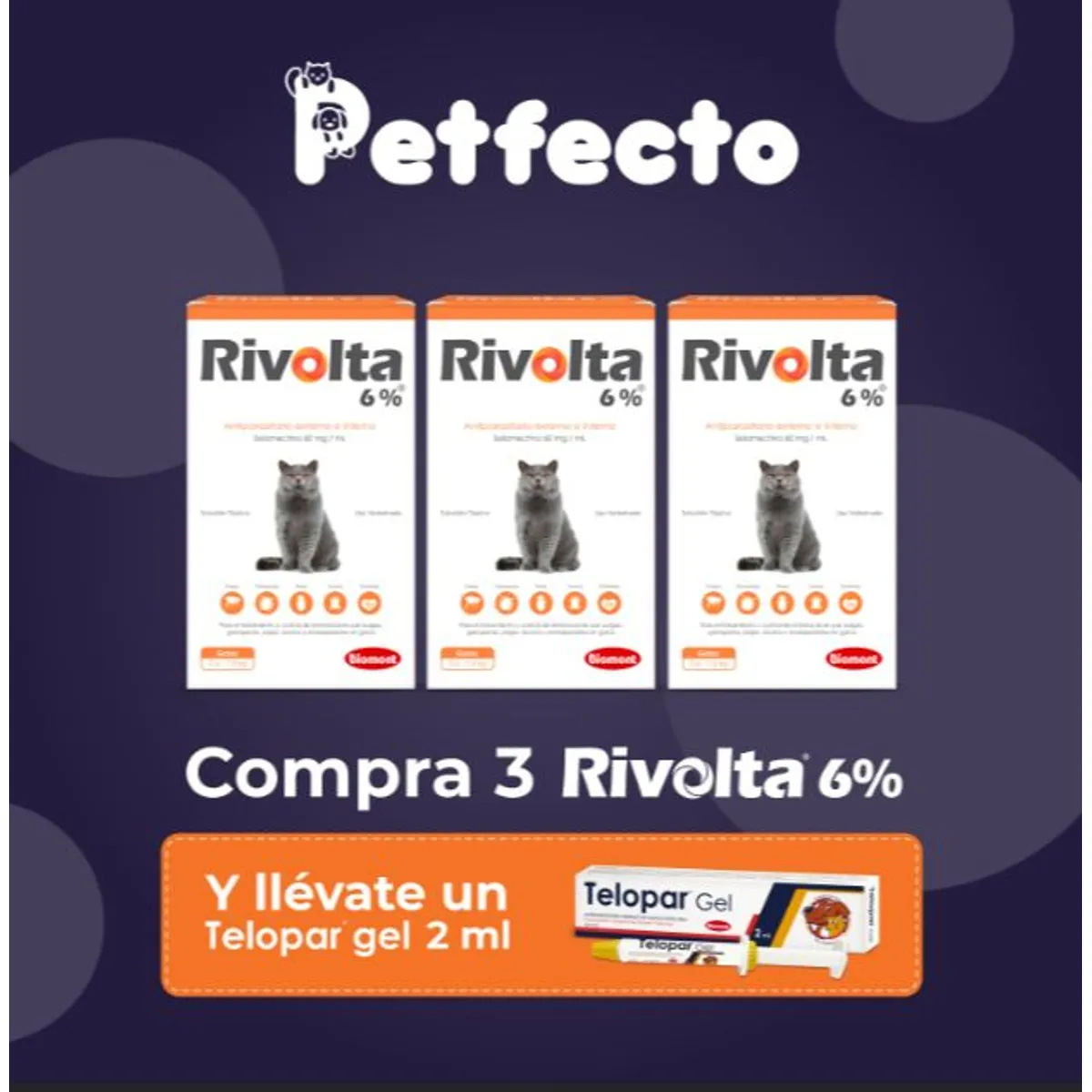 RIVOLTA - ANTIPULGAS PACK 3 UNID RIVOLTA 6% x 0.75 ml+ 1 TELOPAR 2 ml
