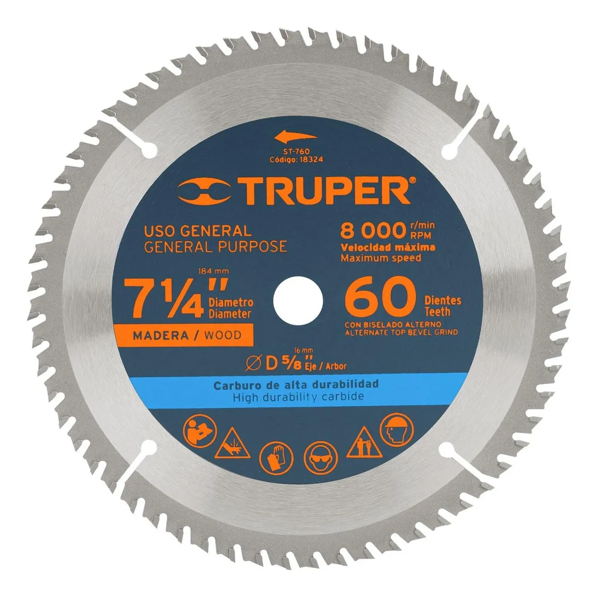TRUPER - Disco para sierra circular 7 ¼"  60 dientes Truper