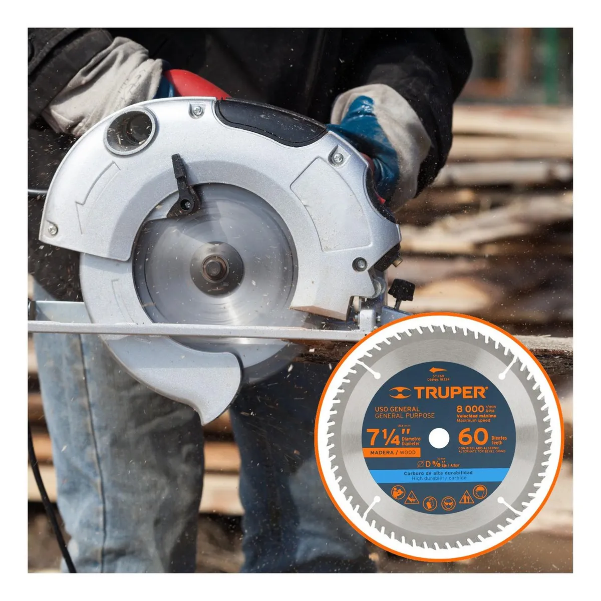 TRUPER - Disco para sierra circular 7 ¼"  60 dientes Truper