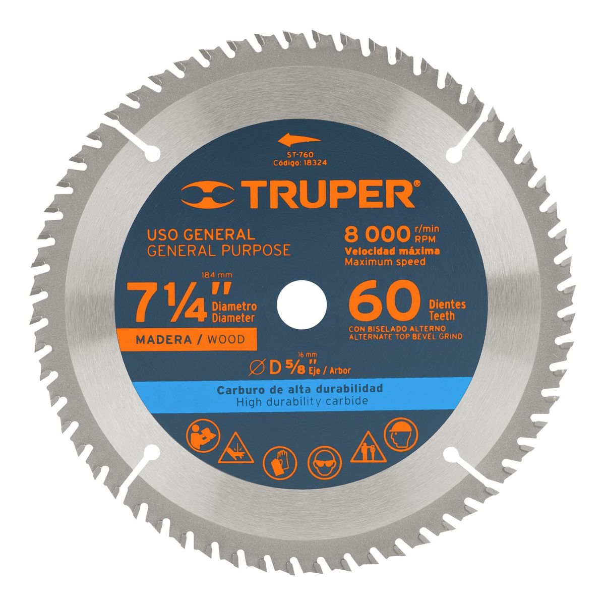 TRUPER - Disco para sierra circular 7 ¼"  60 dientes Truper