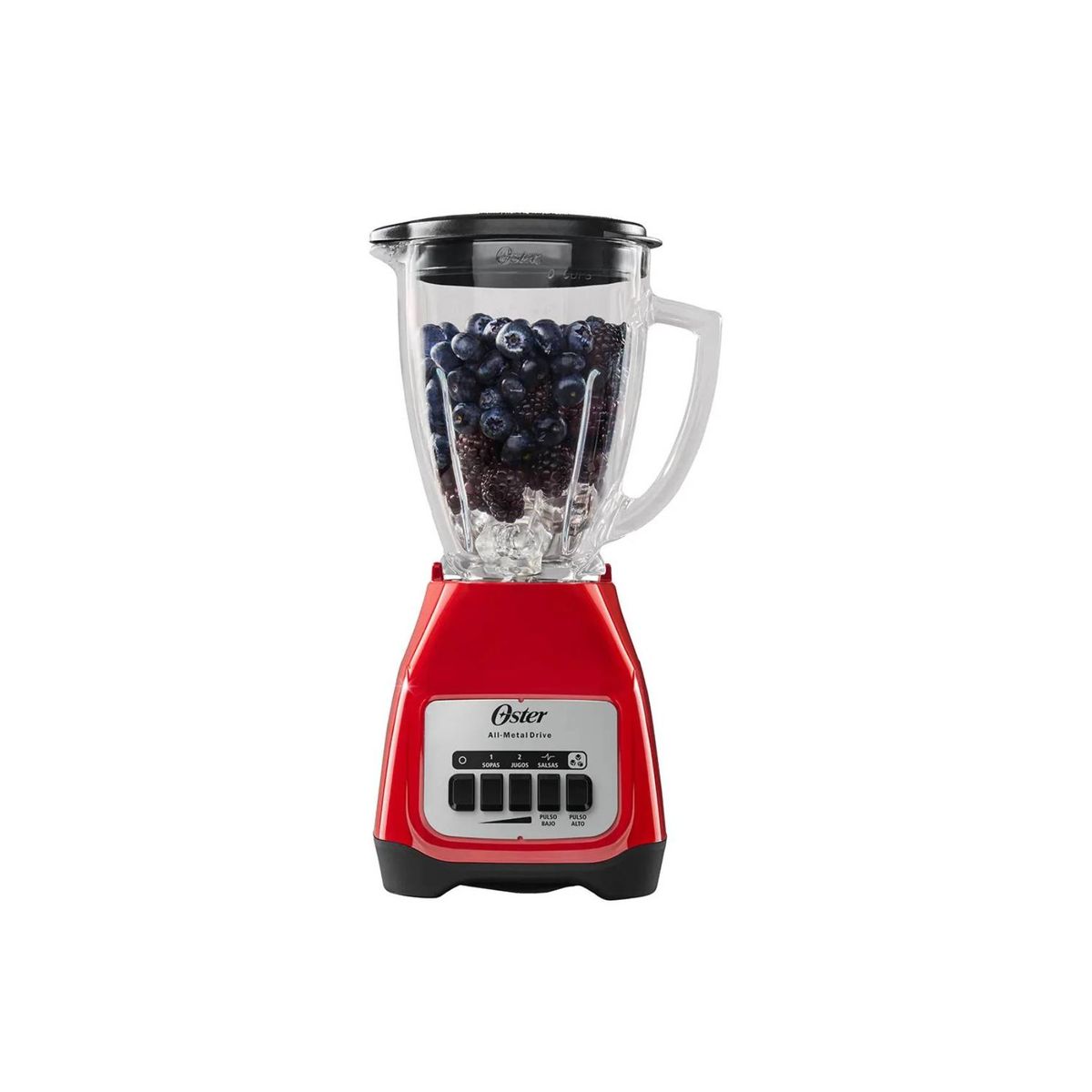 OSTER - Licuadora Oster 2 velocidades más Pulso y Vaso de Vidrio Color Rojo