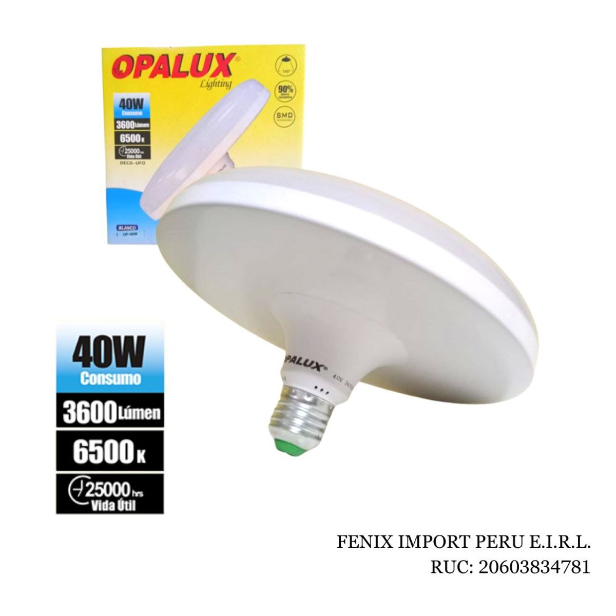 OPALUX - Foco Ovni 40W Luz Blanca Op-40W