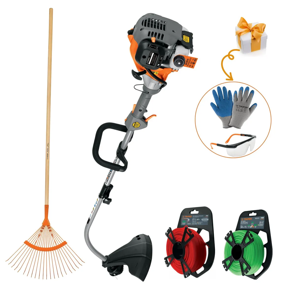 TRUPER - Combo Desbrozadora podadora motoguadaña 1.2 HP gasolina, Truper