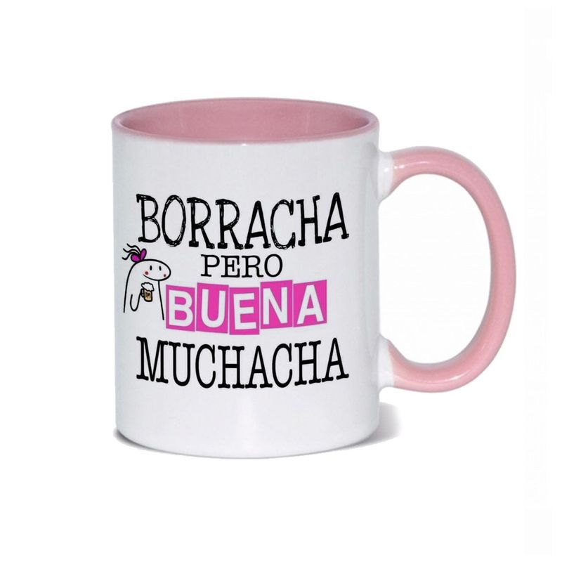 GENERICO - Taza Mug 11oz BORRACHA PERO BUENA MUCHACHA - ROSA