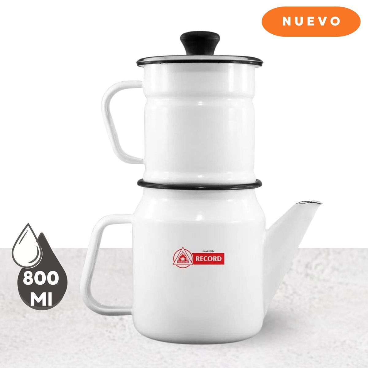 RECORD - Cafetera Acero Vitrificado 2Pzas Blanca N°10 Record