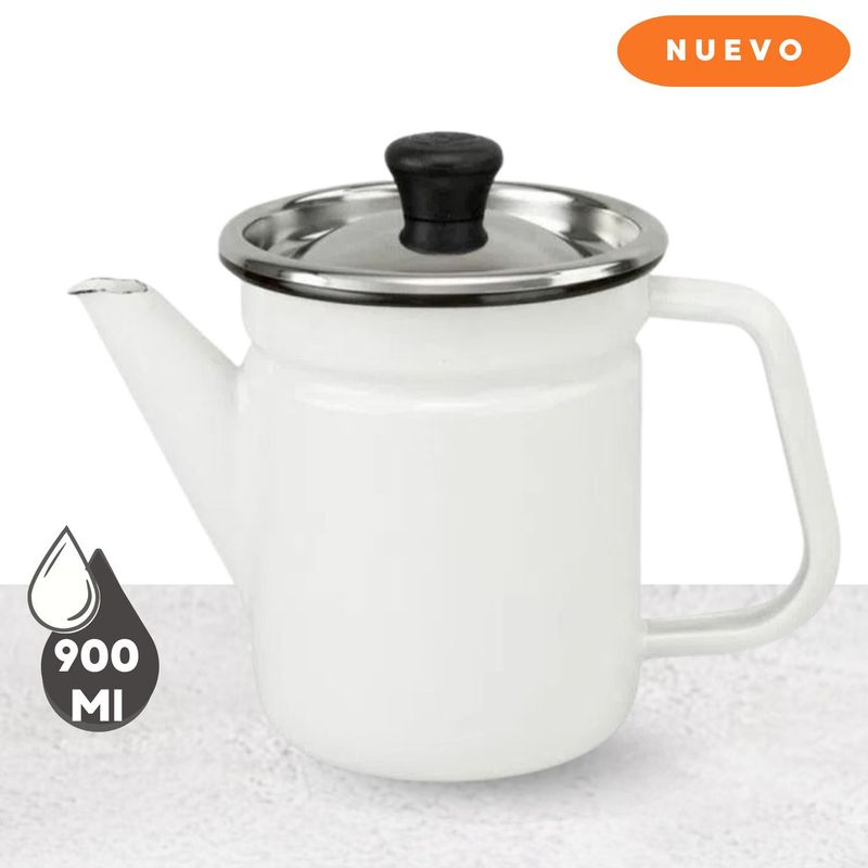 GENERICO - Cafetera Acero Vitrificado Baja Blanca N°02
