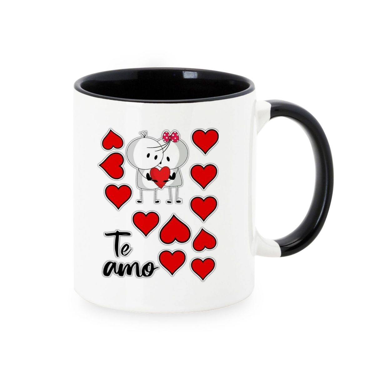 GENERICO - Taza Mug 11oz TE AMO CORAZONES - NEGRO