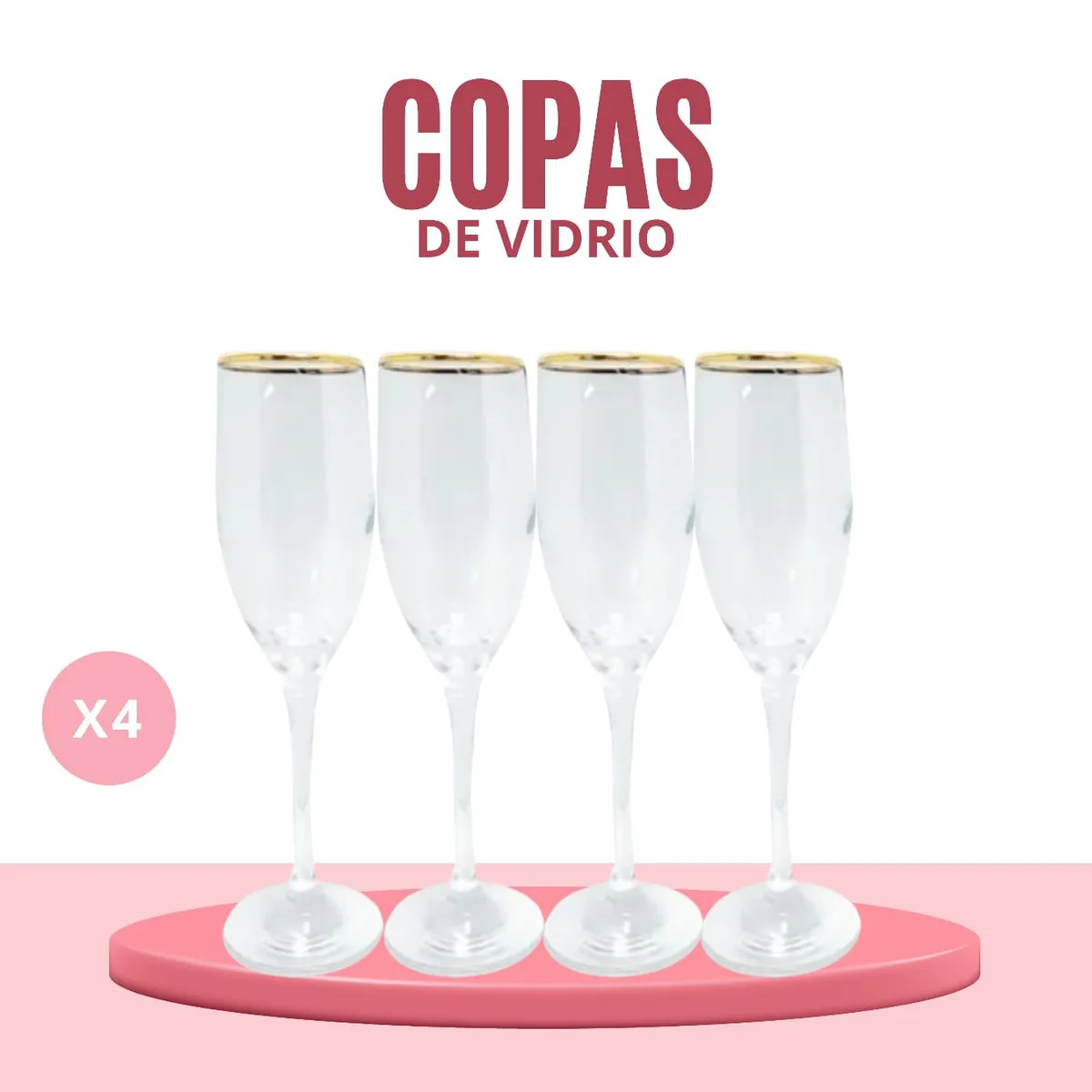 NADIR - COPA BARONE CHAMPAGNE 190ML X 4UND  FILO ORO MATRIMONIAL