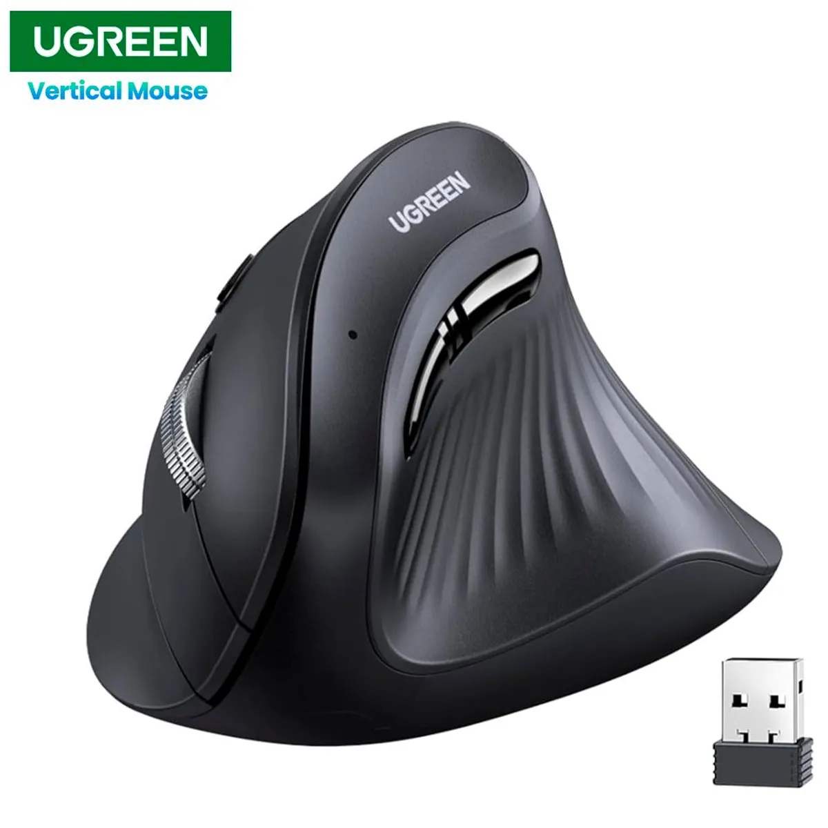 UGREEN - Mouse Vertical Inalambrico Bluetooth 24Ghz Silencioso Ergonomico