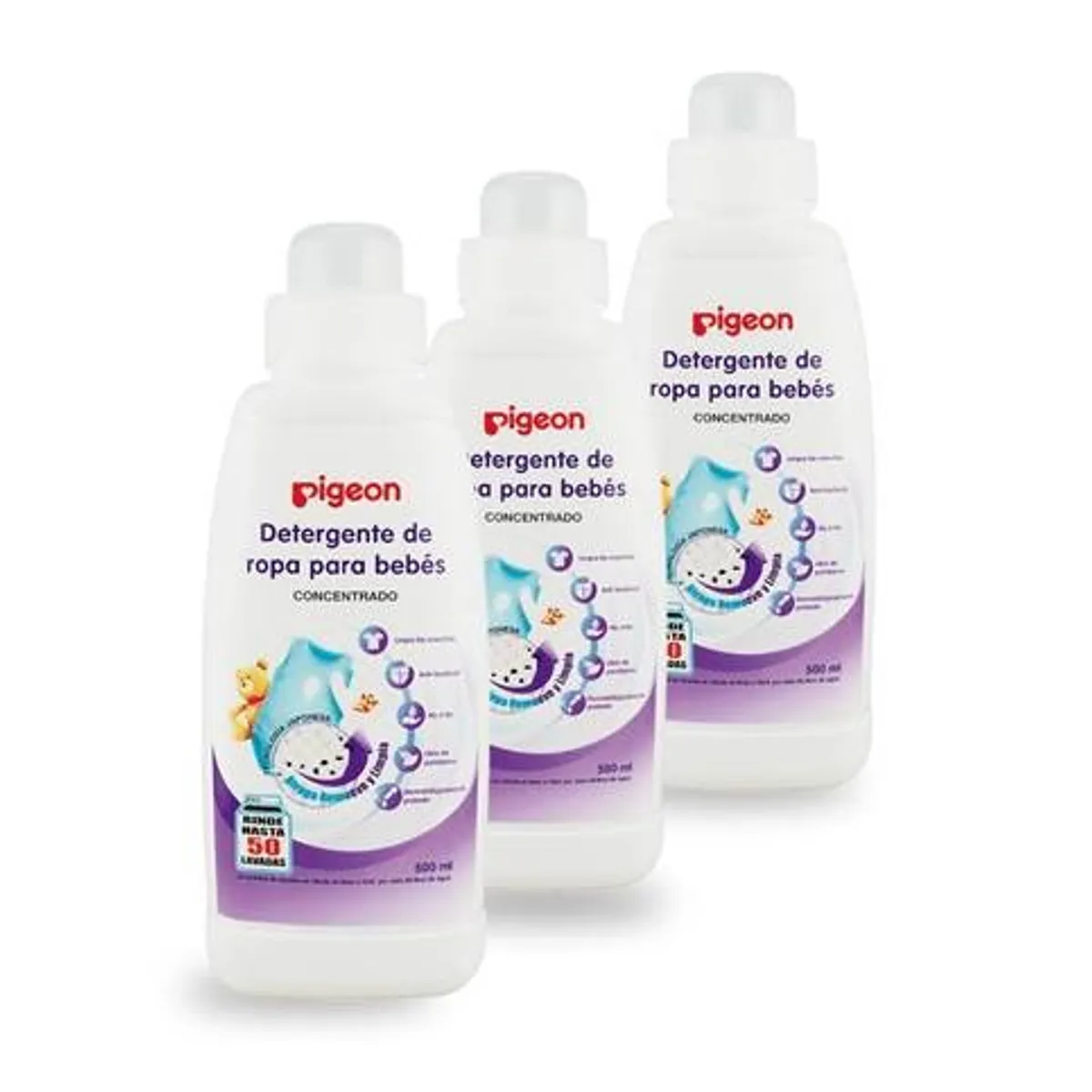 PIGEON - Detergente de ropa para bebés 500 ml x 3 un