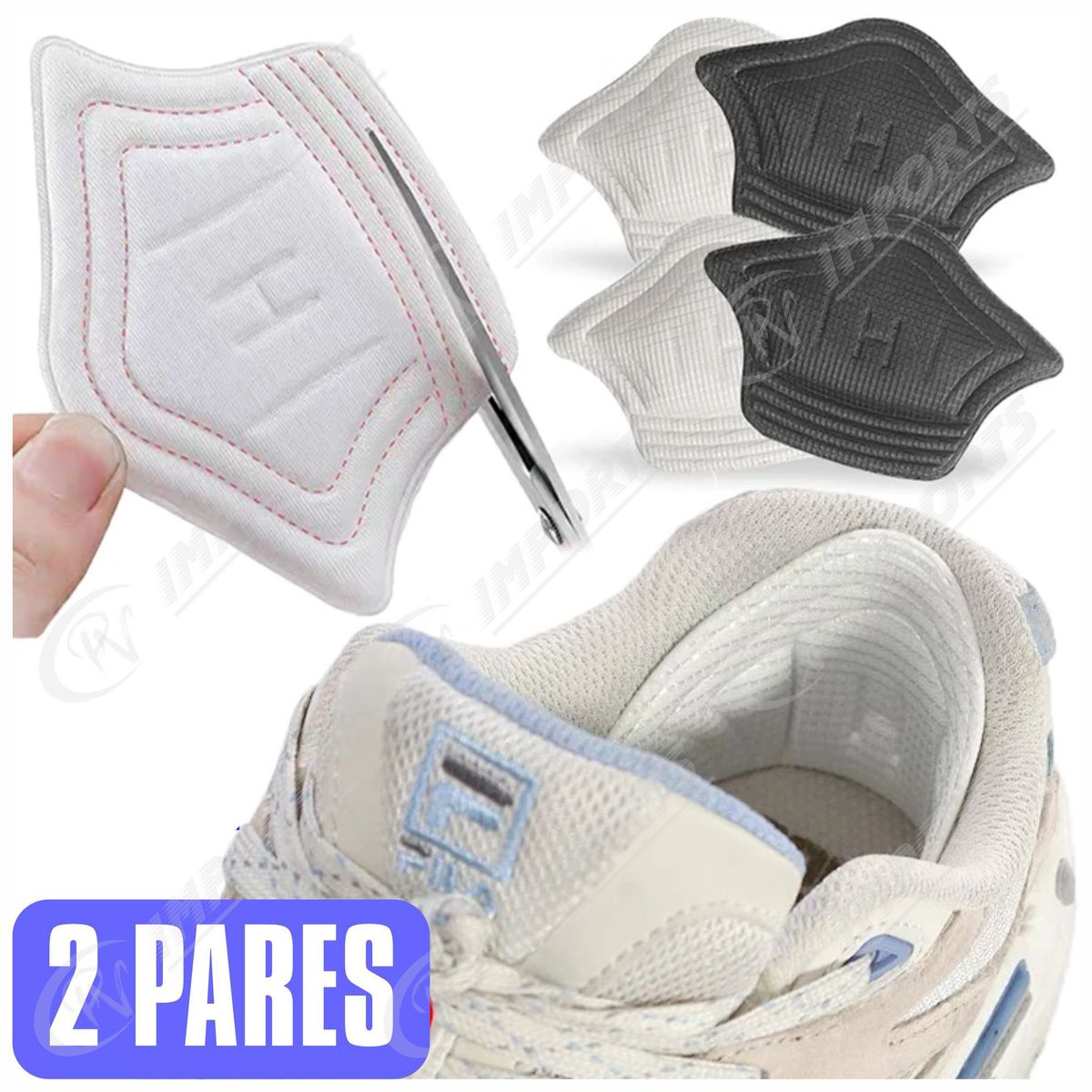 GENERICO - Protectores Talón 2 pares Negro y Blanco Ajuste Zapato